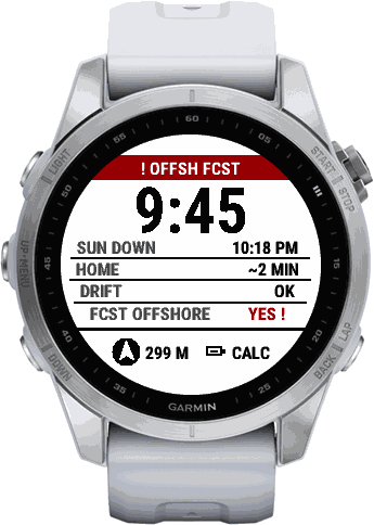 Kuling safety screen with a red offshore forecast warning